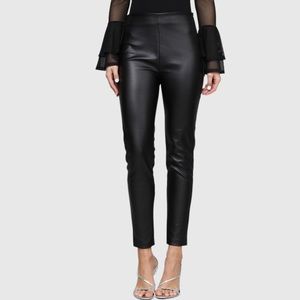 High-Rise Black Faux Leather Skinny Pants